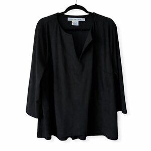 Gretchen Scott Velvet Feel Blouse Black V-Neck 3/4 Sleeve Women’s XL